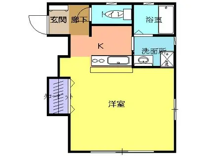 BLUE-WAVE(1K/1階)の間取り写真