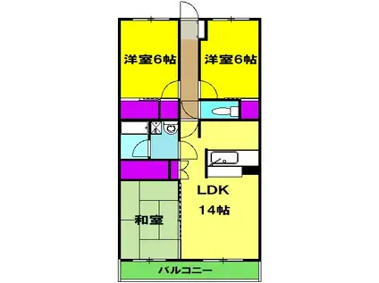 フレア田町(3LDK/1階)の間取り写真