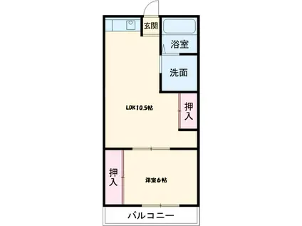 れいろうハイツⅡ(1LDK/2階)の間取り写真