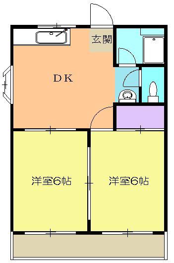 永田ハイツ(2DK/4階)の間取り写真