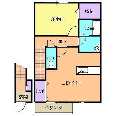 メゾン・ド・ヴィヴレ(1LDK/2階)の間取り写真