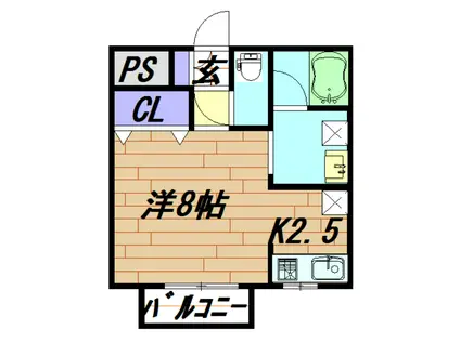 グレイス沓谷(ワンルーム/1階)の間取り写真