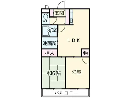 アンジェリーク(2LDK/2階)の間取り写真