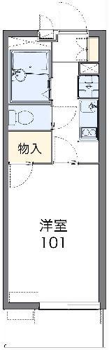 レオパレスアベニール Ⅱ(1K/2階)の間取り写真