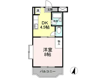 ファミーユ Ⅱ(1DK/3階)の間取り写真