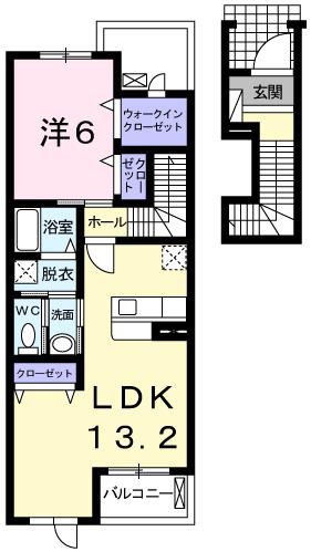 プリムローズガーデンⅠ(1LDK/2階)の間取り写真