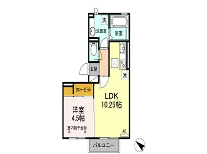 プラムフィールド西脇(1LDK/1階)の間取り写真
