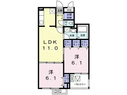 レジデンス・ヤギⅢ(2LDK/2階)の間取り写真