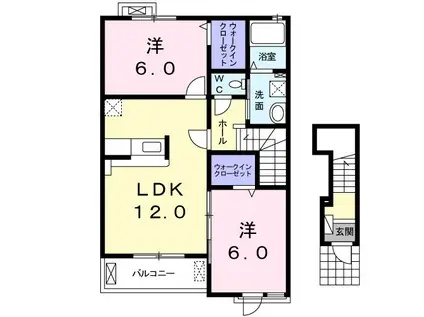 パステル(2LDK/2階)の間取り写真