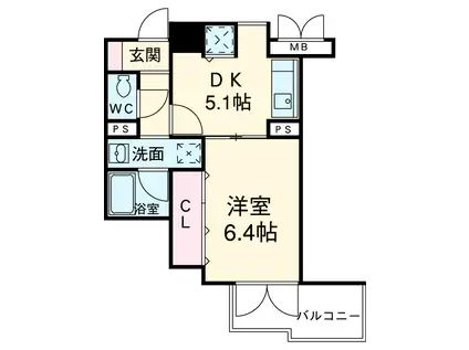 AVENUE静岡茶町(1DK/3階)の間取り写真