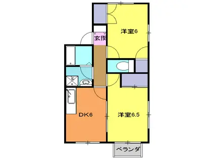 プレラヴィル中原 A(2DK/2階)の間取り写真