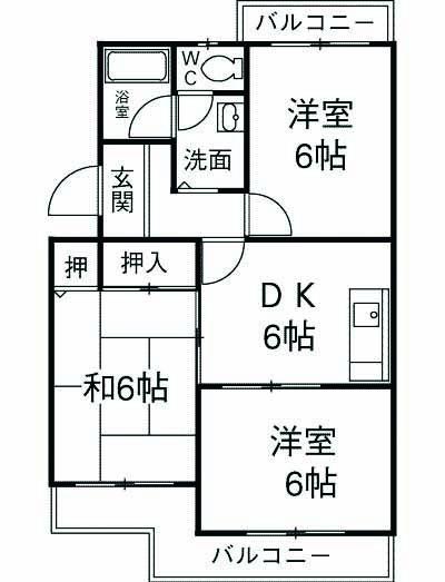 アーリー I(2LDK/1階)の間取り写真