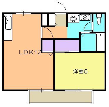 サンガーデン有東 A(1LDK/2階)の間取り写真