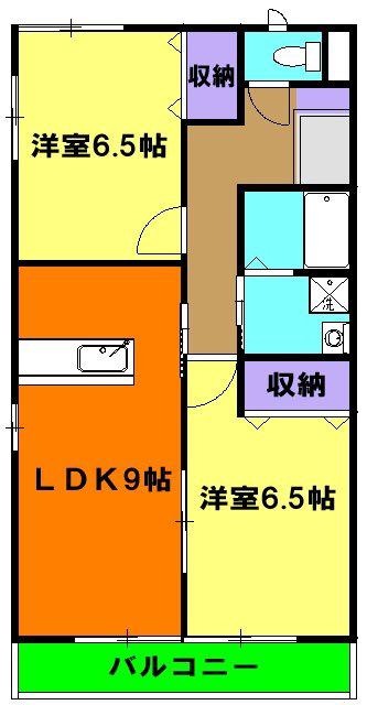 ユーディアⅡ(2LDK/1階)の間取り写真