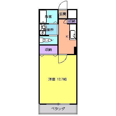 クールドノール(1K/3階)の間取り写真