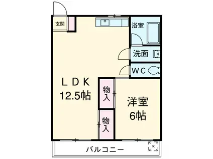 メゾンとおるB棟(1LDK/2階)の間取り写真