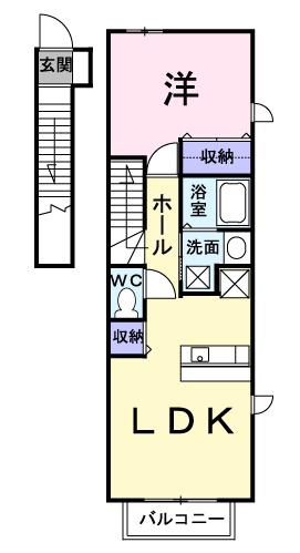 セイバリーⅡ(1LDK/2階)の間取り写真