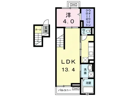 ロイヤル・上足洗(1LDK/4階)の間取り写真