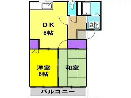 ラルジュ千代(2DK/1階)の間取り写真