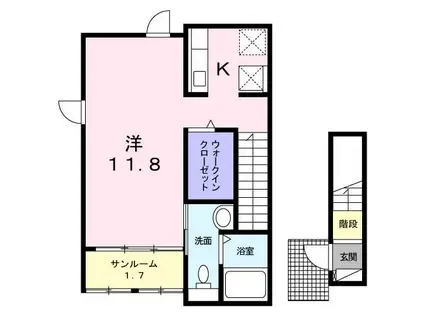 マーキュリーⅡ(ワンルーム/2階)の間取り写真