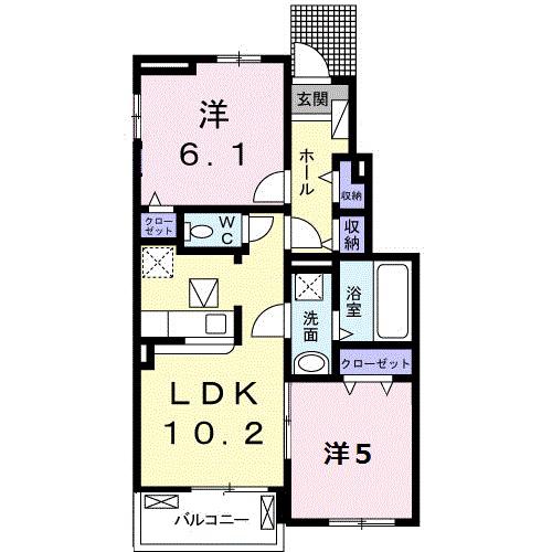 エレガンツァ S(2LDK/1階)の間取り写真