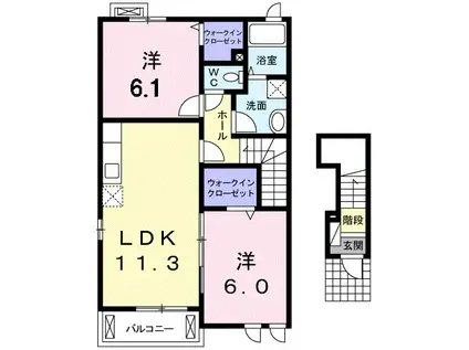 エスペランサⅠ(2LDK/2階)の間取り写真