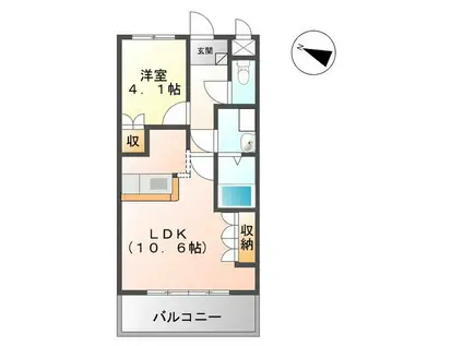 ティアモ(1LDK/2階)の間取り写真