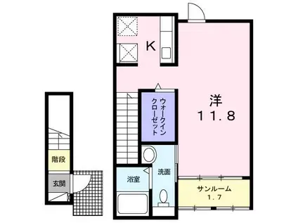 マーキュリーⅡ(ワンルーム/2階)の間取り写真