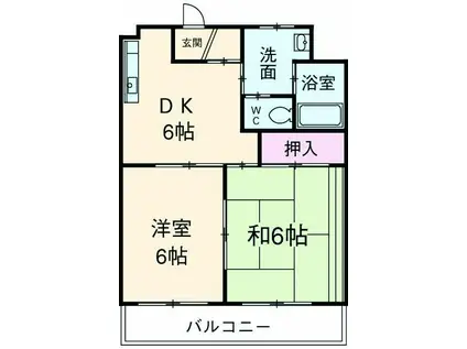 リヴィエールⅡ(2DK/1階)の間取り写真