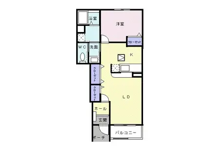 プロシード蔦路(1LDK/1階)の間取り写真