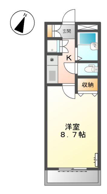 プロニティ(1K/2階)の間取り写真