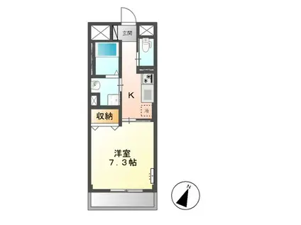 トレシャーナ(1K/2階)の間取り写真