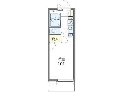 レオパレスアベニール Ⅱ(1K/1階)の間取り写真