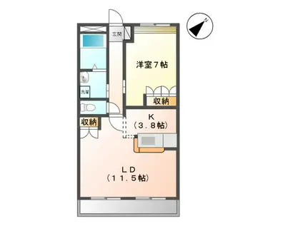 オット アルベーリ(1LDK/1階)の間取り写真