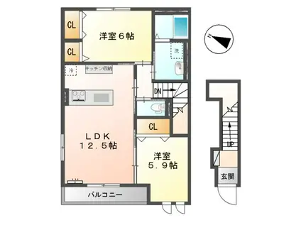 EPIⅤ(2LDK/2階)の間取り写真