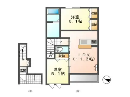 サンモール・リベラ(2LDK/2階)の間取り写真