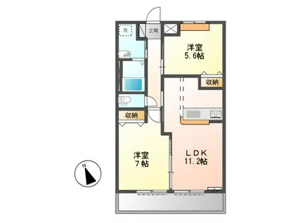 パストラルYAGUSU(2LDK/1階)の間取り写真