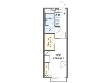 レオパレス大谷静岡大学前Ⅱ(1K/2階)の間取り写真