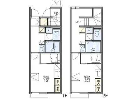 レオパレスオータム Ⅱ(1K/1階)の間取り写真