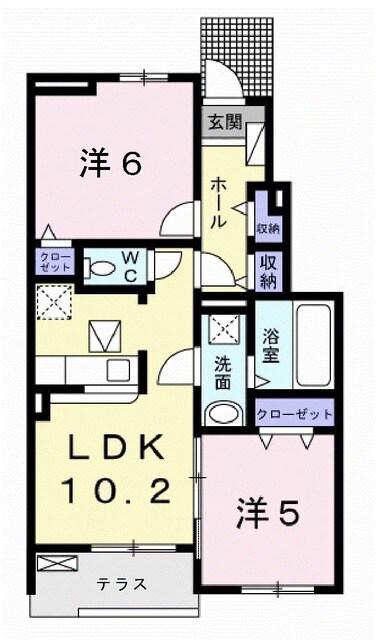 ラ・グレーシアⅡ(2LDK/1階)の間取り写真