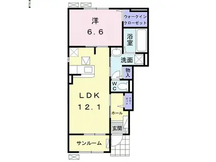 ポラリスⅧ(1LDK/1階)の間取り写真