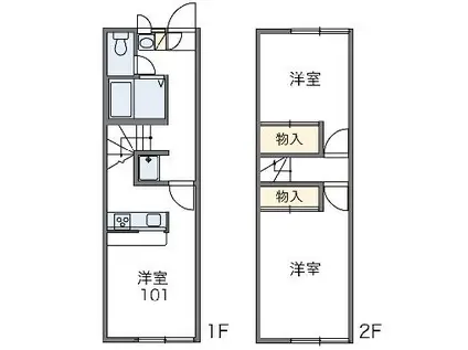 レオパレスピュアタウンⅡ(2DK/1階)の間取り写真