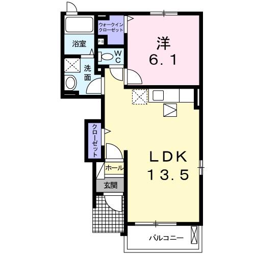 エスペランサⅡ(1LDK/1階)の間取り写真