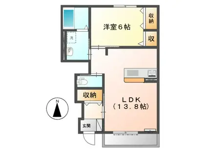 カーサファイン(1LDK/1階)の間取り写真