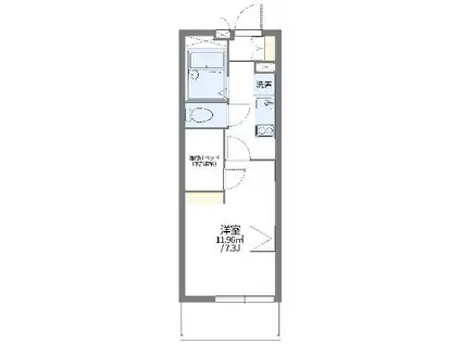 レオパレス中吉田U(1K/1階)の間取り写真