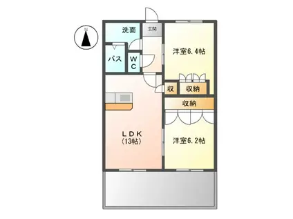 ラフィネⅢ(2LDK/1階)の間取り写真