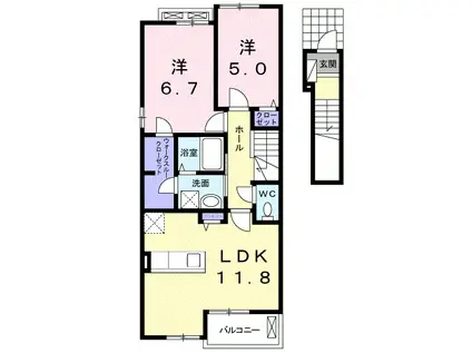 サンライズⅡ(2LDK/2階)の間取り写真