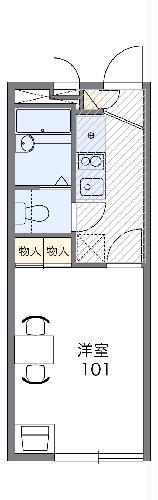 レオパレスグランデⅥ(1K/1階)の間取り写真