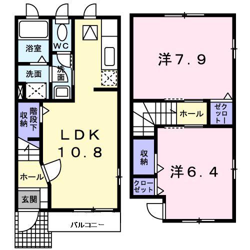グリーンヴィラージュⅡB(2LDK/1階)の間取り写真