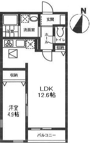 オーチャード・アパートメント(1LDK/1階)の間取り写真